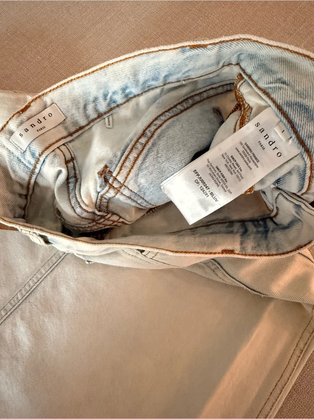 Sandro Pale Blue Straight Denim Skirt